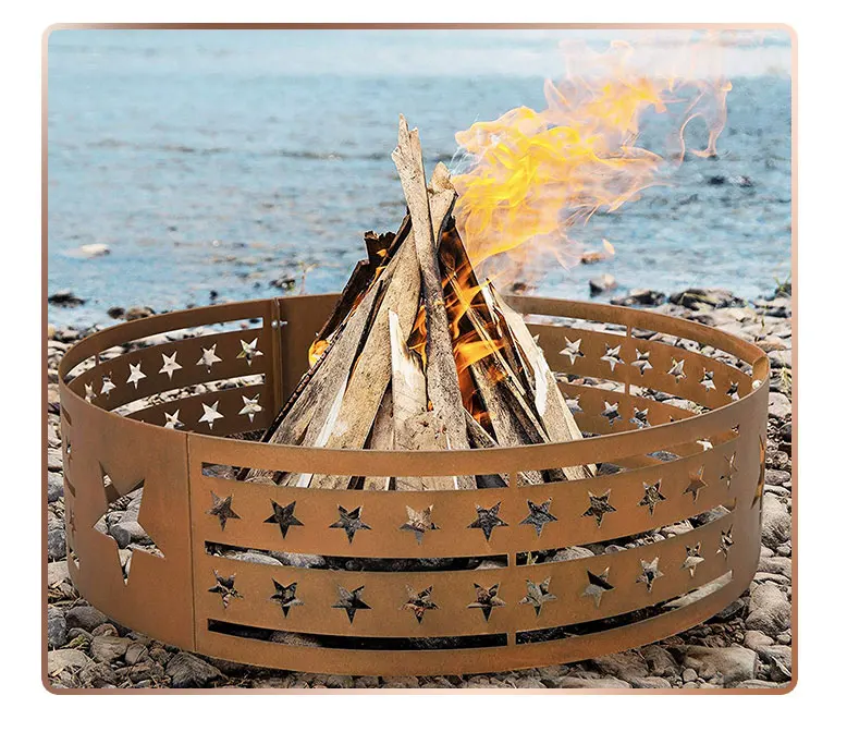 30-inch Fire Outdoor Pits Liner Camping  Portable Fire Wood Burning Heater Metal Fire Pit Ring