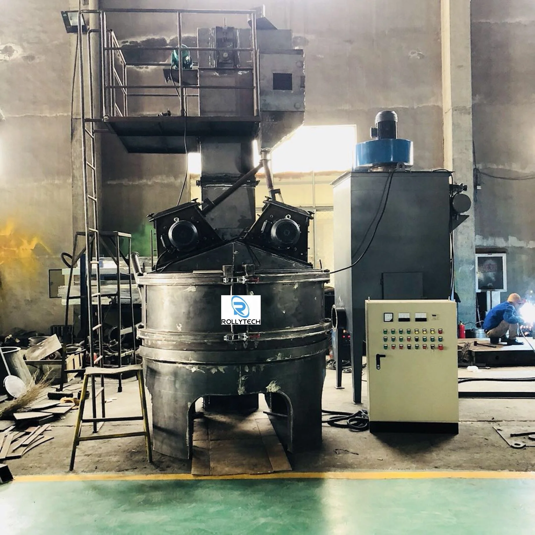 Rotating table type shot blasting machine derusting cleaning machine