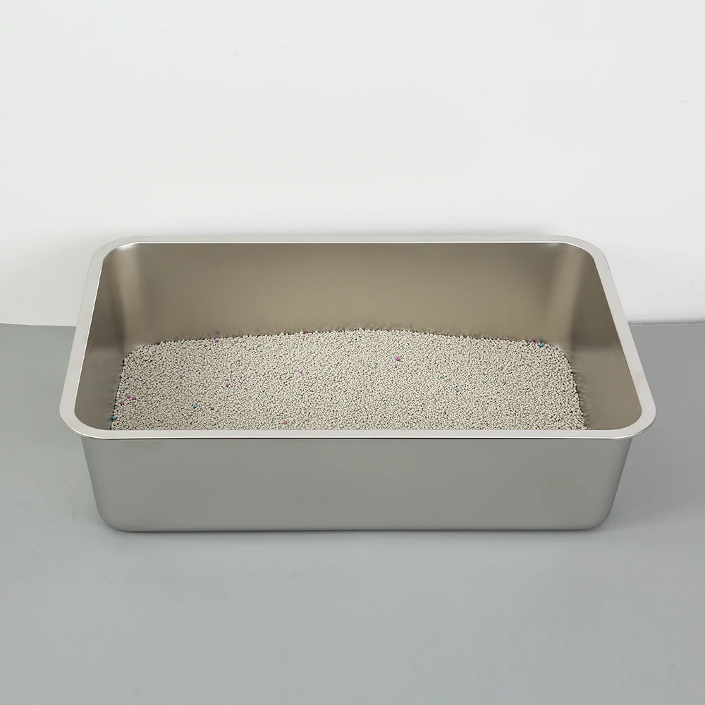 New Design Wholesale Stainless Steel Cat Litter Box With Handles On Both Sides Easy To Lift&clean 2024 Hot Selling Cat Products