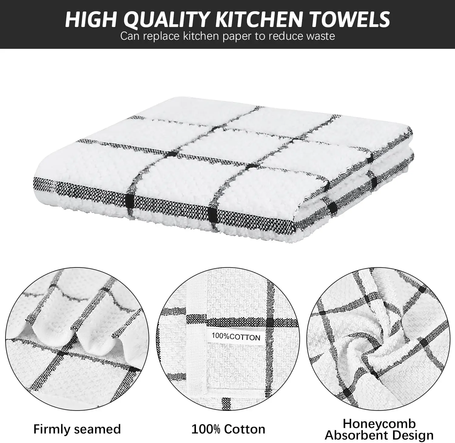 Factory Kitchen 100% Cotton towel Quick Drying Soft Cleaning Cloths for Dish Absorbent Woven Striped Plaid Home Towel