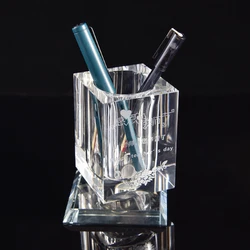 Standard 3d stereo Fine Workmanship Wholesale Multiple sizes crystal office pen holder