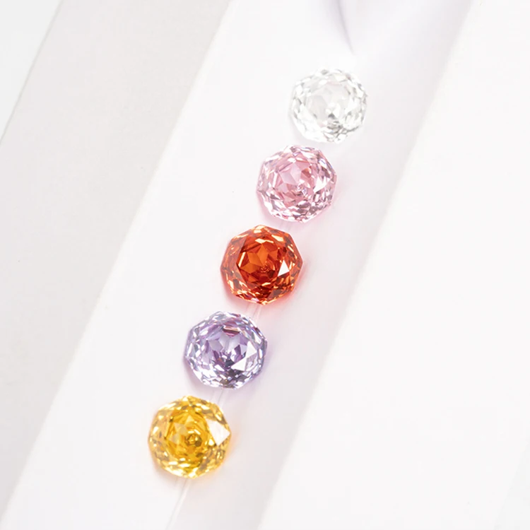 Redleaf Factory Rose Cut Cubic Zirconia Violet White Yellow China Red Round Shape CZ Synthetic Stone Loose Gemstone
