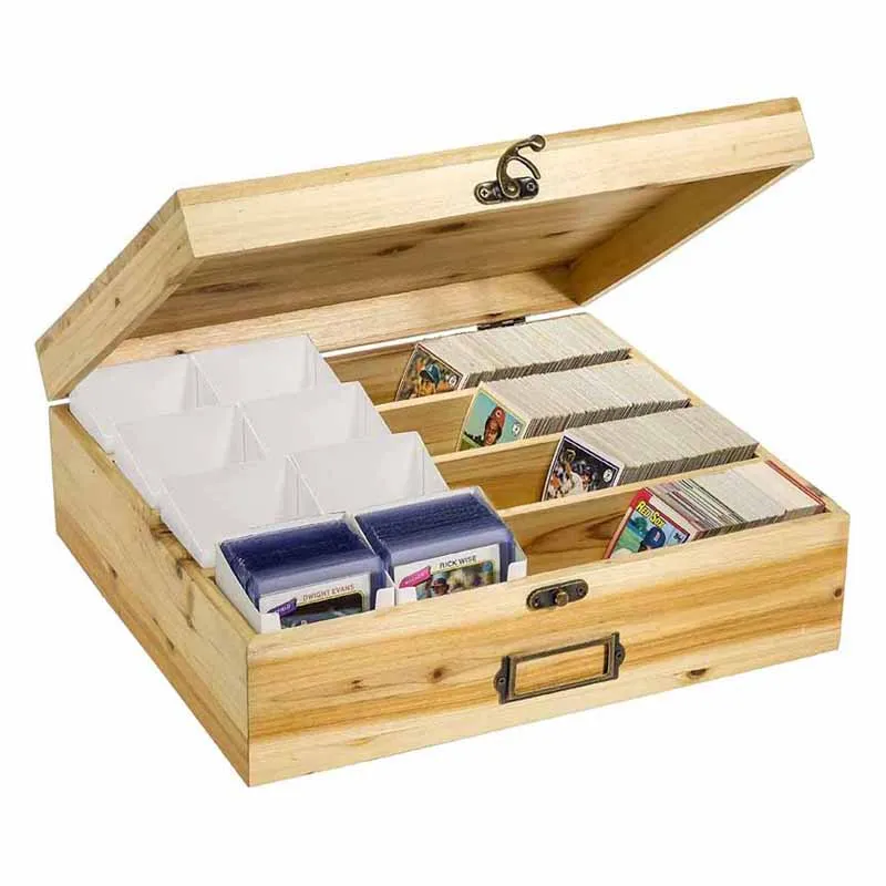 Wooden Card Collection Storage Box for Sports Cards, CCGs, and TCGs