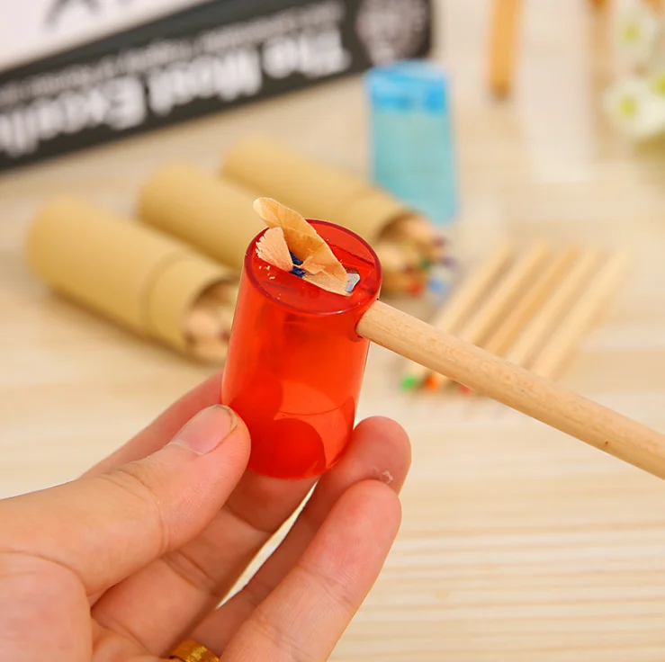 
Kraft Paper Tube Wrap Personalized Wooden Red Wax Carving Colored Pencils Bulk 
