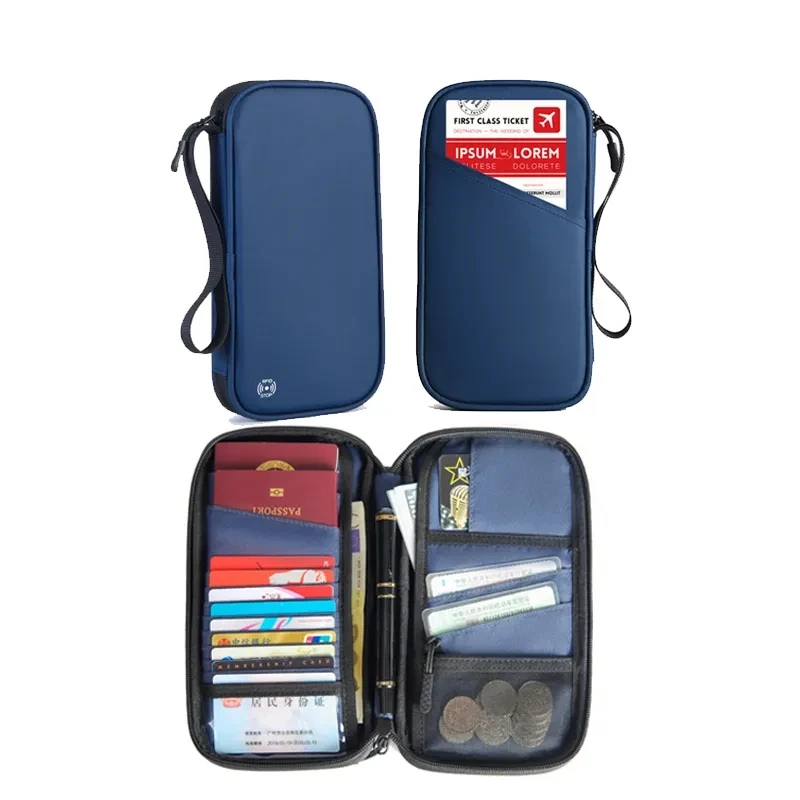 Rfid Blocking Family Passport Holder Multifunction Polyester Passport Ticket Credit card Cover Wallet Travel Documents Organizer