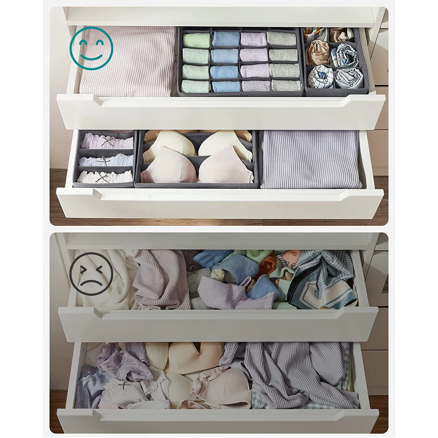 4 Pack Collapsible Underwear Drawer Organizers Wardrobe Closet Organizers Set Fabric Storage Boxes for Bras Socks Ties Scarves