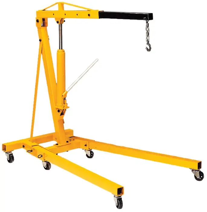 Custom Heavy-Duty Folding Hydraulic Motor Engine Hoist Crane Jack Cherry Picker Lift LS Swap Ready w/ Load Lever,