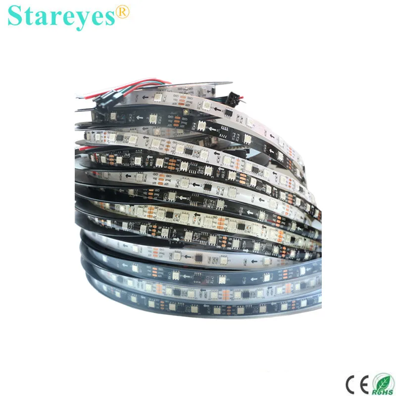 
100 шт. волшебный цвет 1903 RGB Светодиодная лента 12 В постоянного тока 5 м индивидуально Адресуемая цифровая светодиодная лента осветительная полоса черная белая печатная плата WS2811 