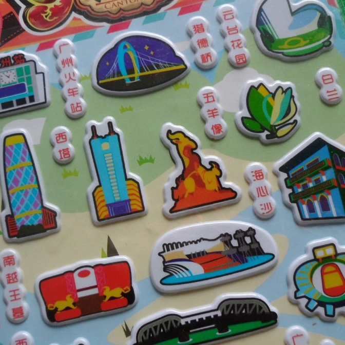 Custom design die cut eva foam puffy stickers sheet for kids  small round smile face 3D bubble sticker