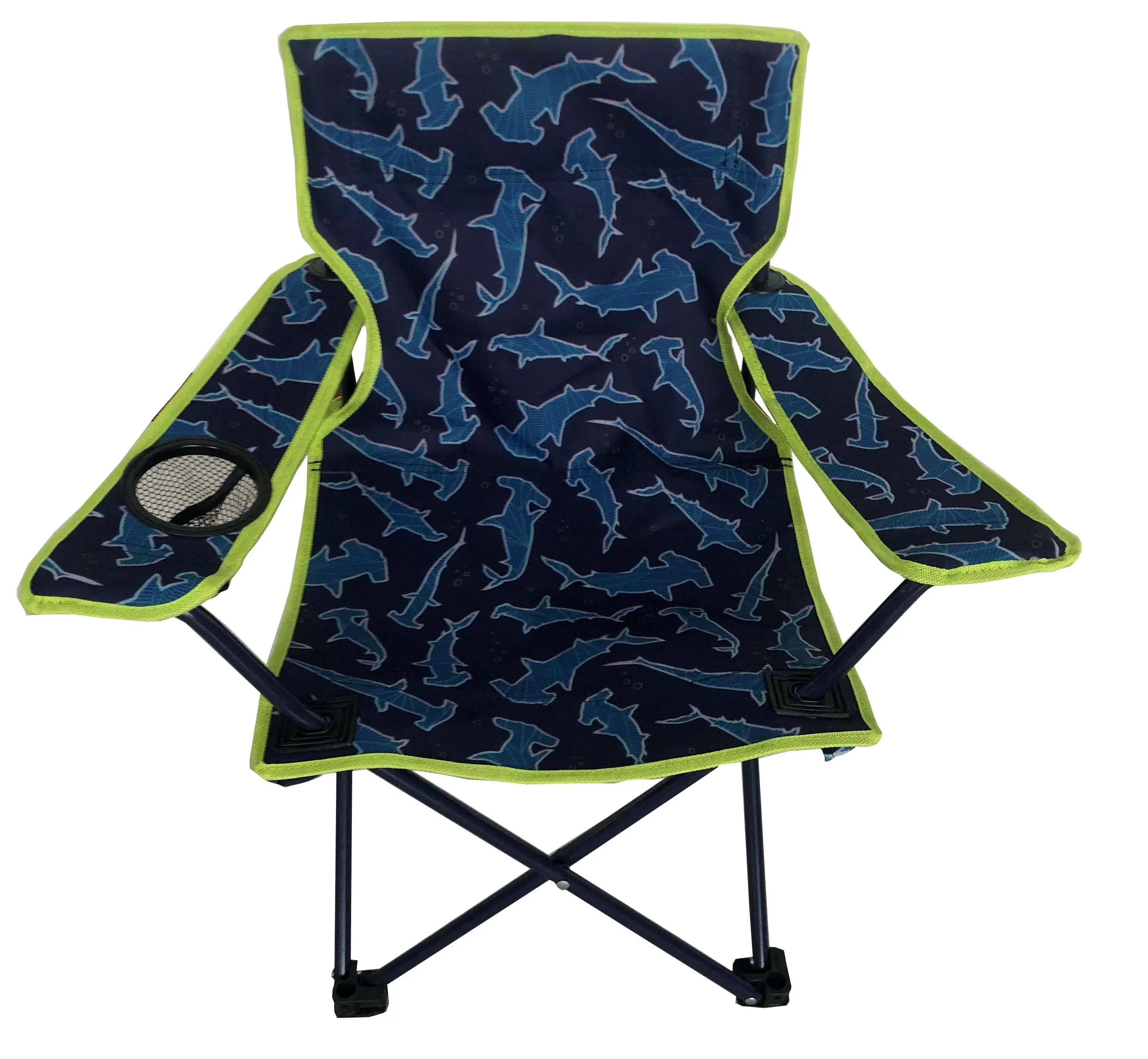 
compact portable safety fancy cartoon design shark and unicorn paint padded folding camping kids chair with armrest 