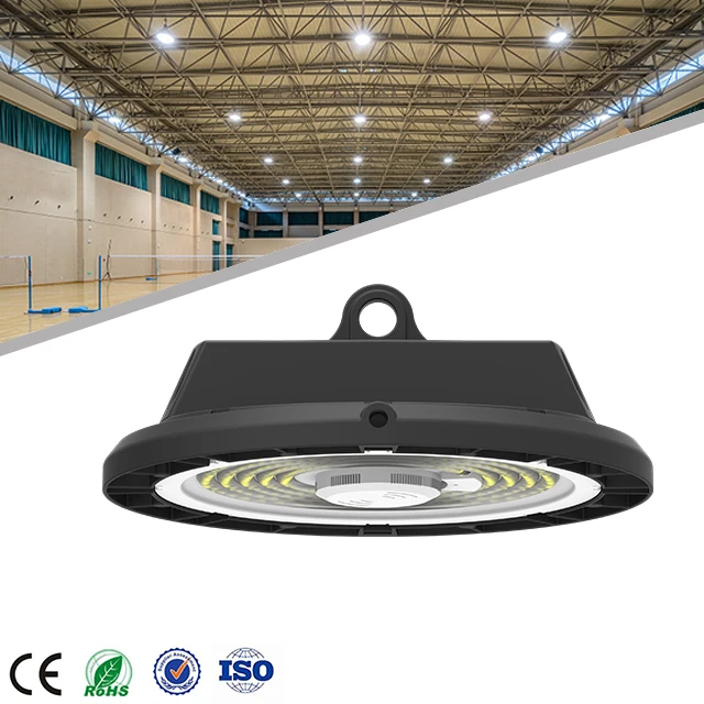 UFO Led High Bay Light with 90 120 Degree Reflector 140LM W 100W 150W 200W Clear Black Premium Luminous Body