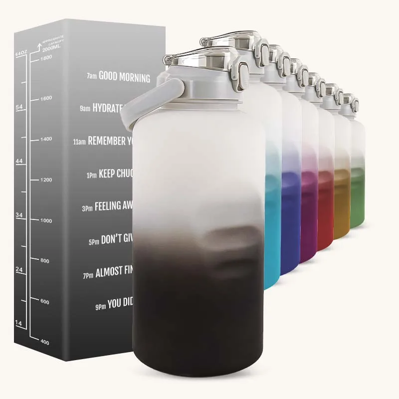 1 Gallon Water Bottles  Large for Sports Fitness Camping 128 oz / 3.8L Water Bottle 2-IN-1 Lid Gym Bottle with Times to Drink