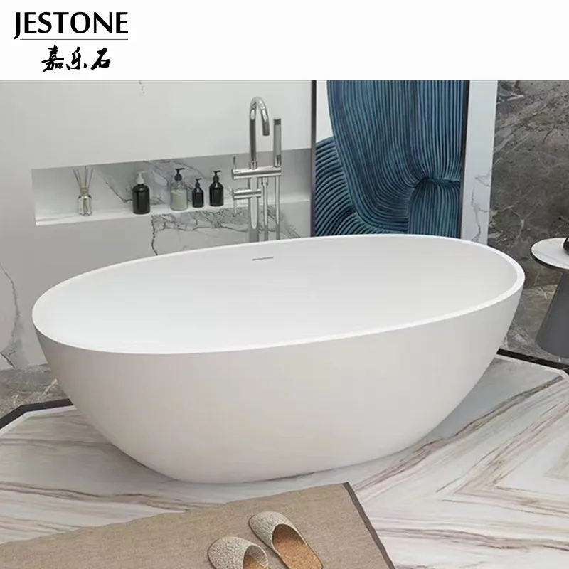 Jestone отличное качество Заводская распродажа Современная Белая отдельно стоящая акриловая ванна с твердой поверхностью и искусственным камнем