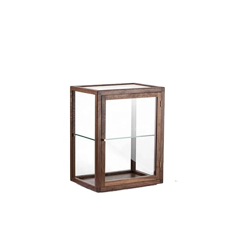 
WOODSPACE Walnut transparent glass display cabinets small household glass cabinets commercial Garage kits display cabinets 