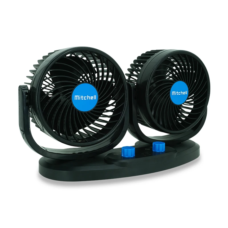 Hot selling 12v double head adjustable USB 360 degree rotating car cooling fan