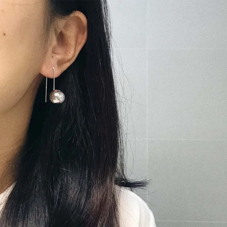 New hanging spherical brass Earrings women fashion 18K Gold Plated jewelry Korean creative personalized hoop earrings wholesale