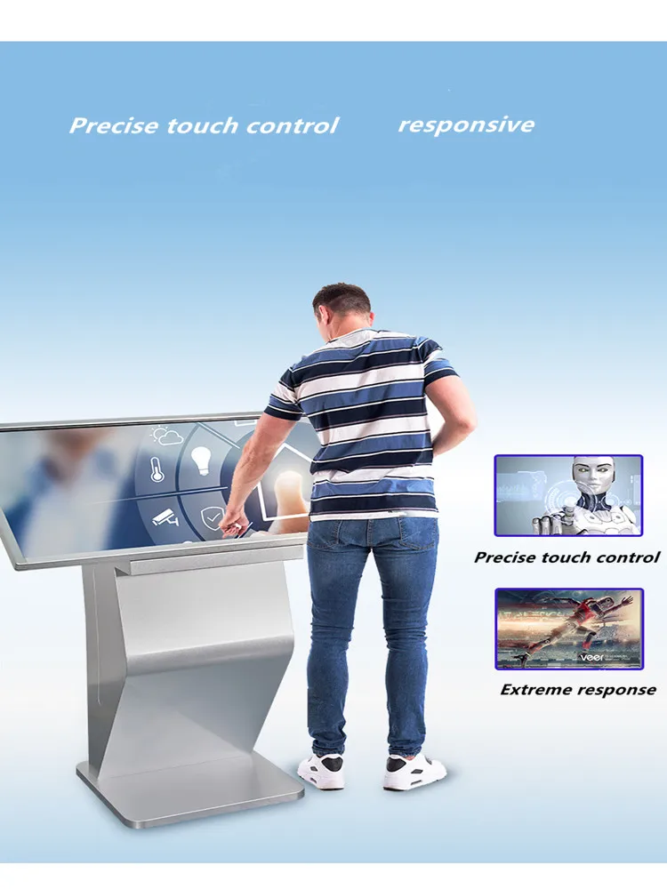 32-Inch Capacitive Touch Horizontal Kiosk LCD Advertising Screen Video Education Media Floor Digital Signage Information Display