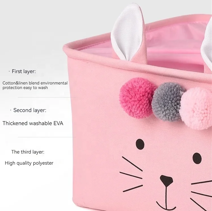 Cartoon kids toys boxes laundry hamper bags Cute socks underwear snacks box bins Folding clothing storage basket with handles