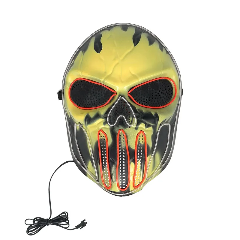 The Purge Terror White LED Glowing Mask Halloween Light Up Costume Cosplay Props Party 4 Lighting Modes Scary EL Wire Mask