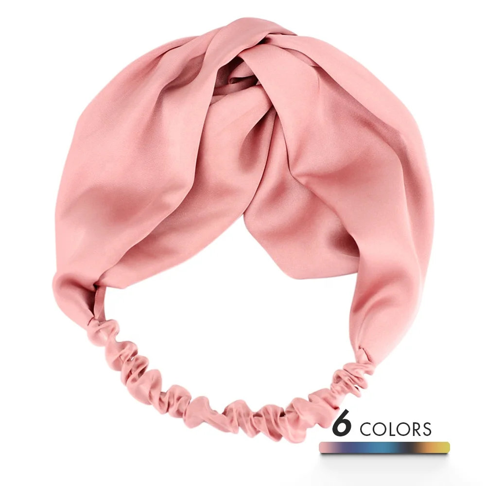 
Artificial Silk Satin Headbands Solid Color Twisted Elastic Hairband Silk Scrunchies For Women 2020 