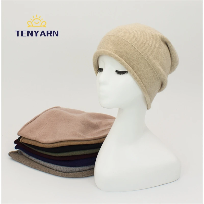 Tenyarn 2023 Excellent Quality Winter Knit Hat 100% Cashmere Beanie Merino Wool Beanies China Wholesale