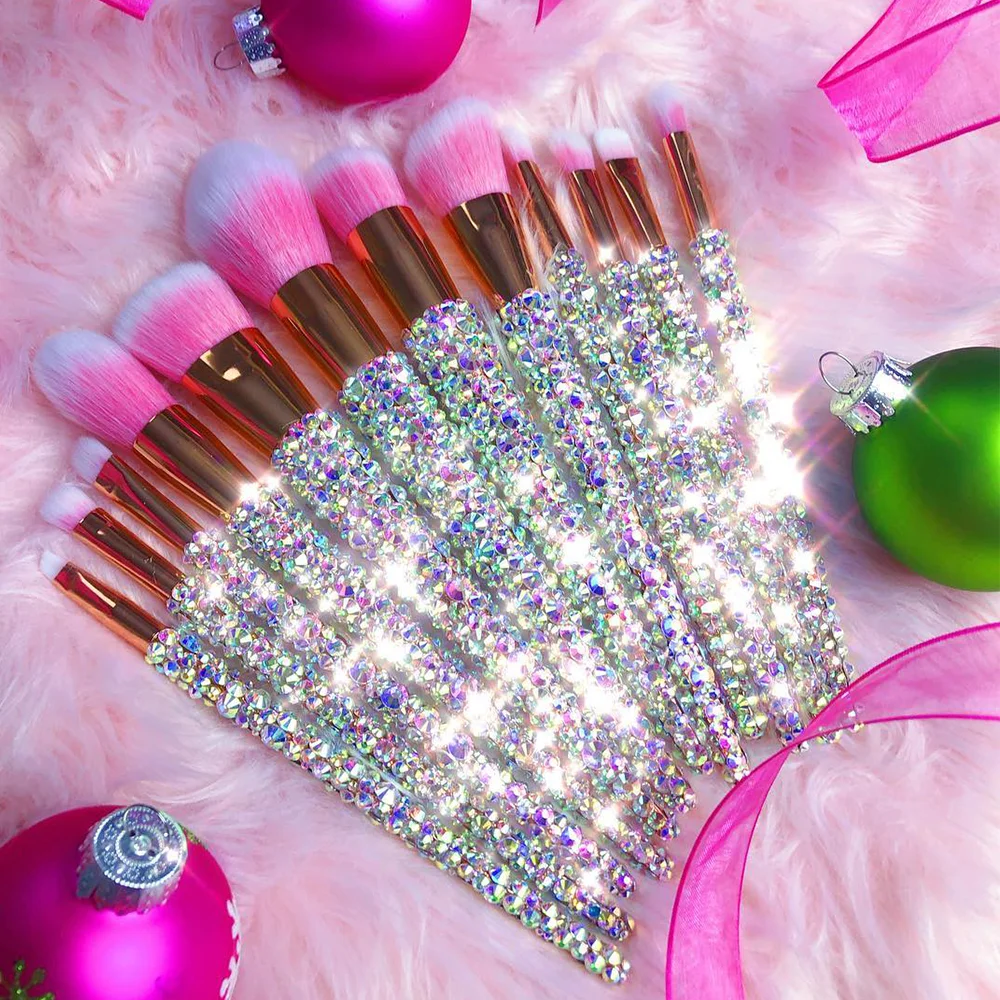 Promotional Rainbow Eye Cosmetic Makeup Brush Set Diamond Handle 20PCS Blending Eyeshadow Make Up Brushes Professional