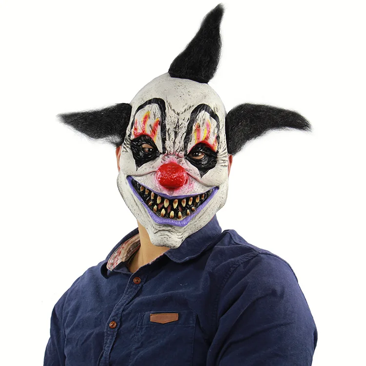 Demon clown mask latex horror ghost scary funny mask halloween room escape props