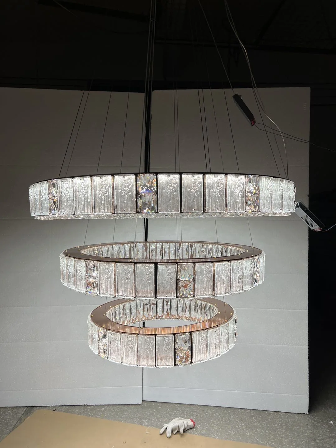 Нержавеющая сталь высокий потолок розовое золото люстра Хрустальная роскошная хрустальная стеклянная