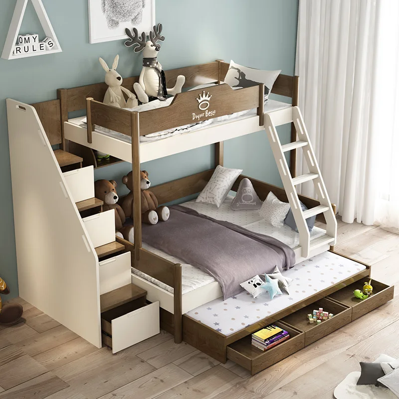 Лидер продаж, домашняя мебель, детская комбинированная кровать из экологически чистого материала, двухъярусная кровать с функцией хранения