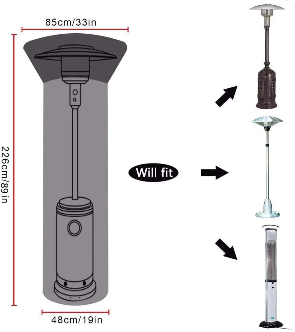 custom size 210d Anti-UV Patio gas heater cover outdoor rain proof waterproof tear resistant heater cover