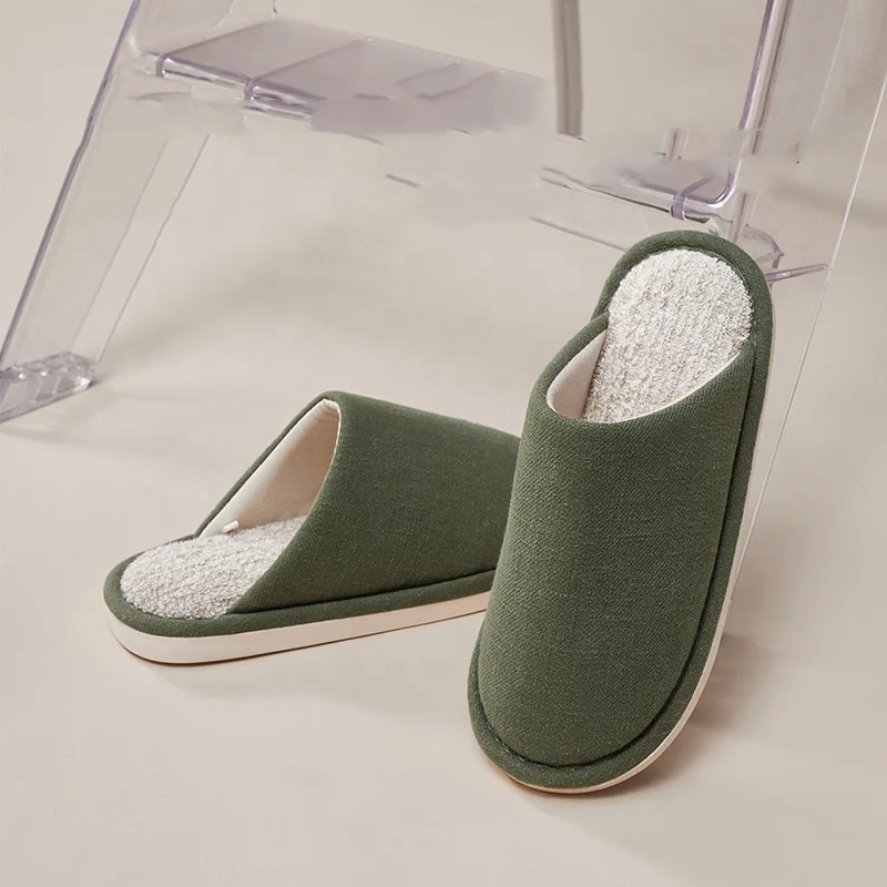 
UTUNE Men Slippers Cotton Linen Slippers Women Home Breathable Mute Indoor Men Non-slip Terry Towel Slipper Shoes 