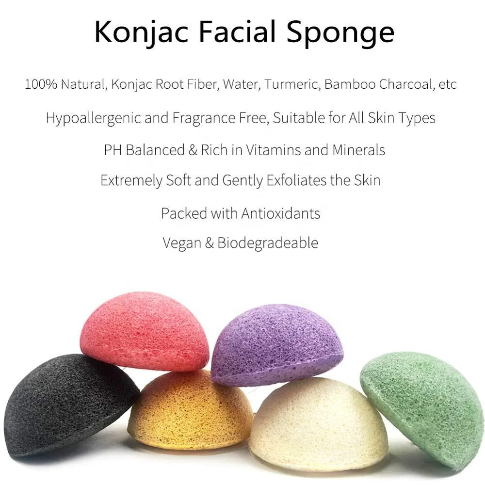 100% Natural Konjac bamboo charcoal Sponges for All Skin Type Face Exfoliating and Deep Pore Cleansing  Konjac Sponge