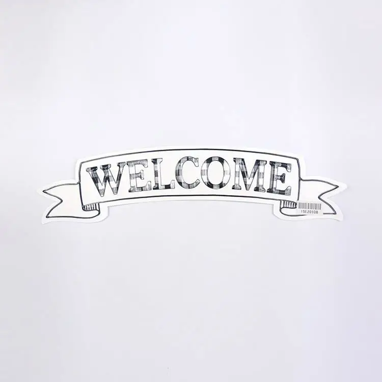 Custom Printed European Vintage Tin Welcome Plate Cut out Wall Decor Metal Sign