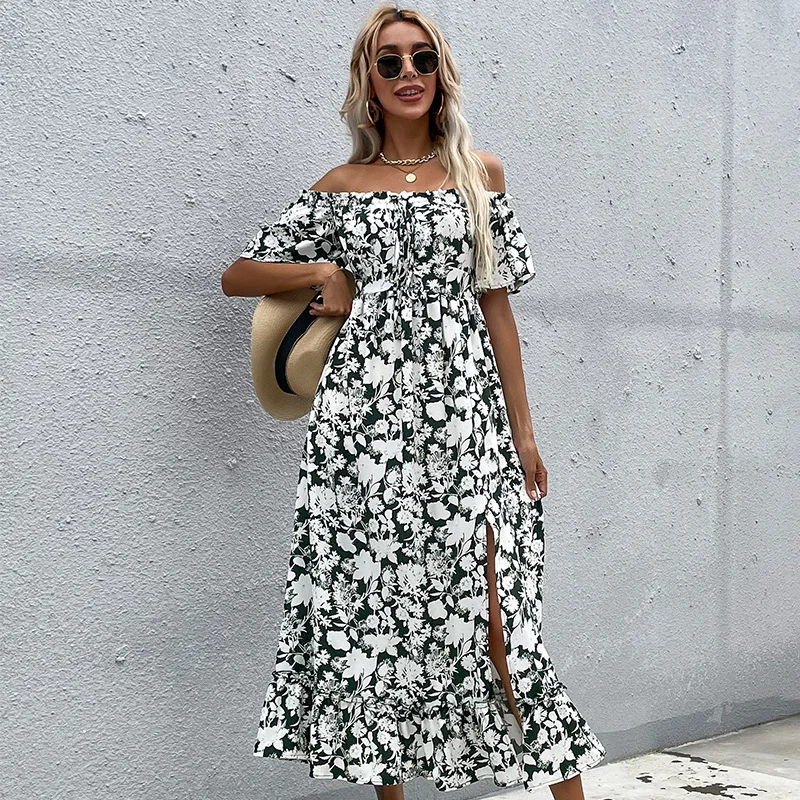 Long Causal Floral Off Shoulder Midi Sexy Women 2022 New Arrival Summer Dresses