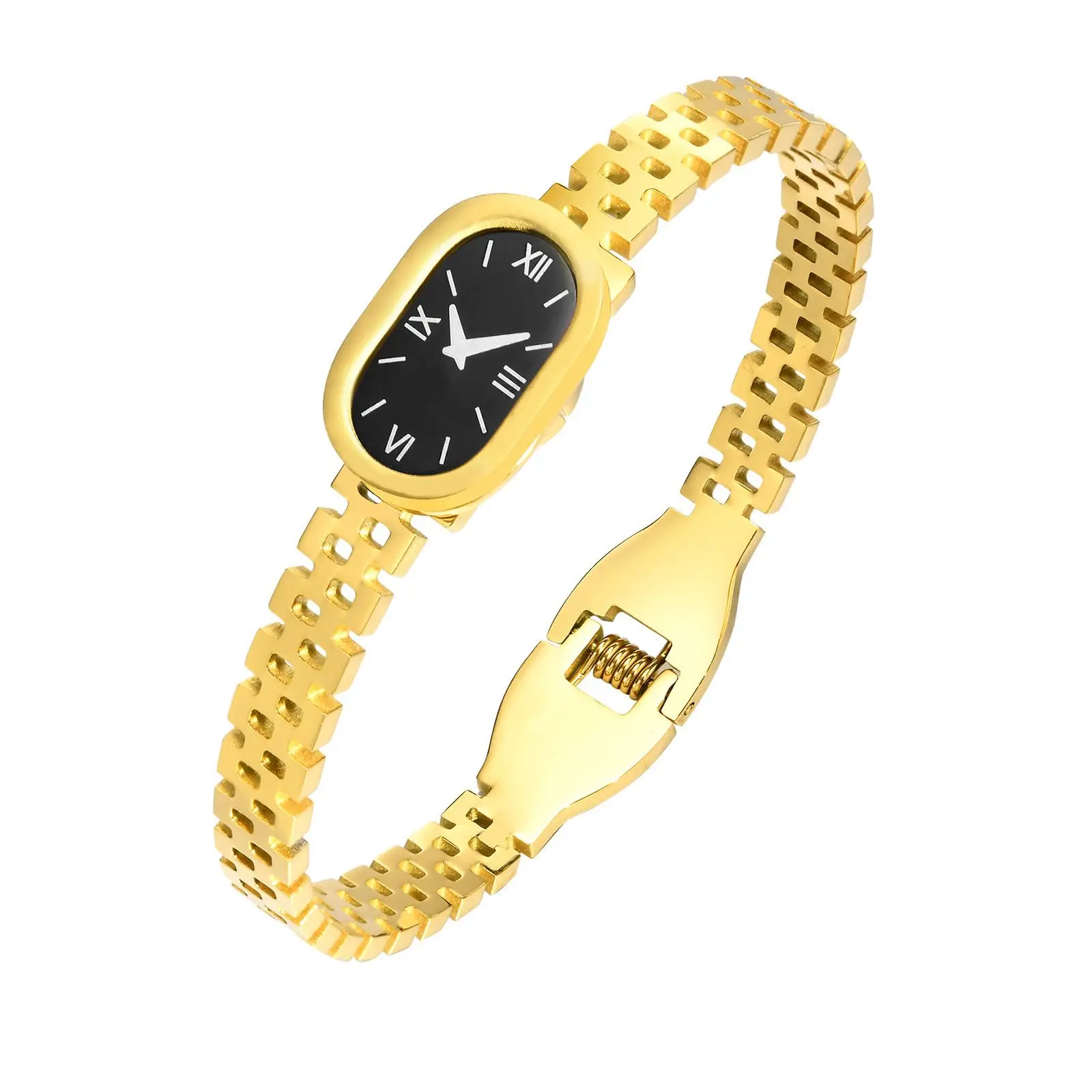New Arrival Trendy Jewelry 18K Gold Plated Stainless Steel Roman Numeral Bracelets For COuple