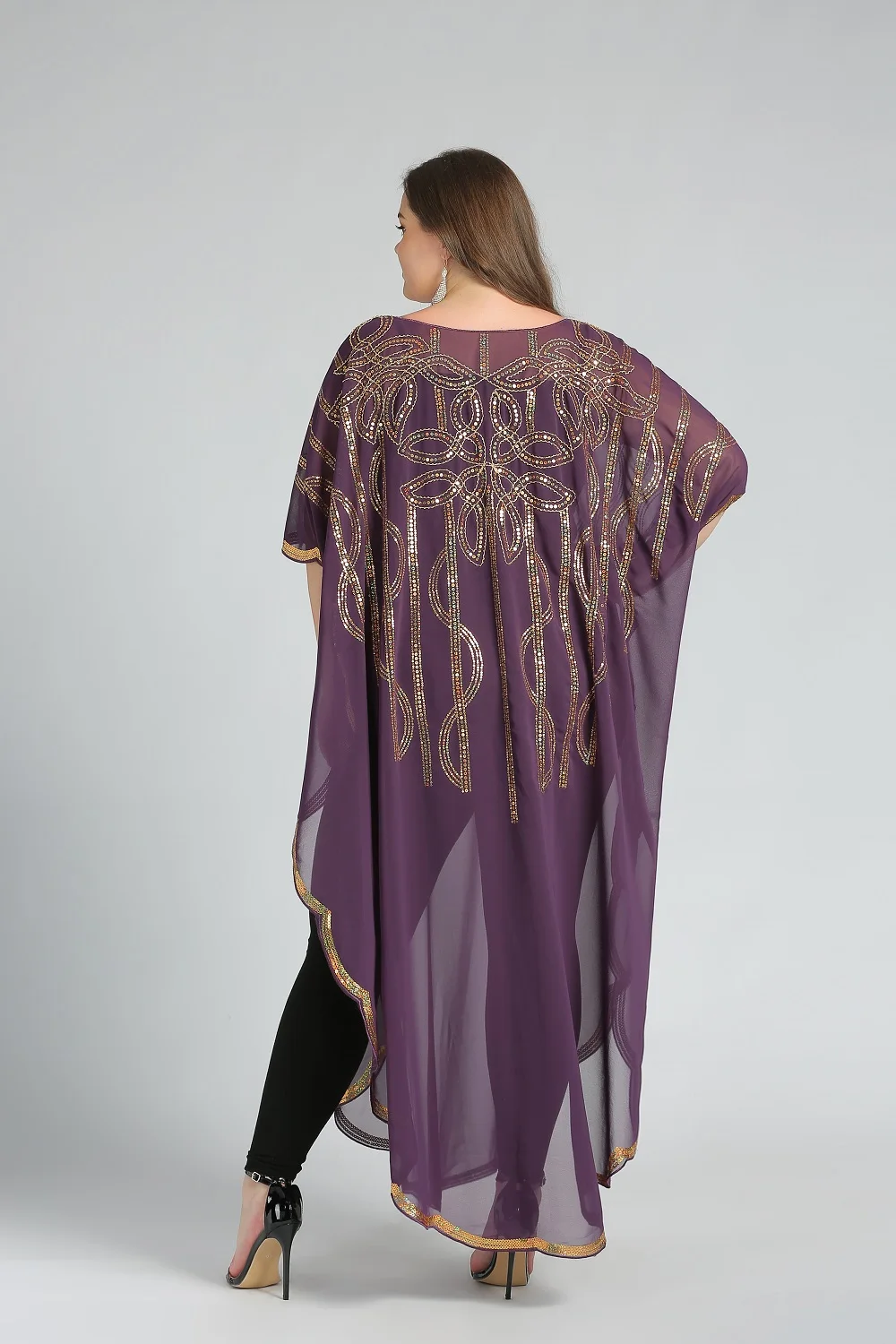 Eid Ramadan Islamic Clothing flower pattern Sequins embroidery Chiffon Caftan Loose Casual Abaya Muslim Dress