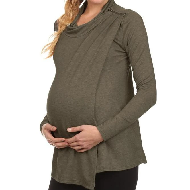 American style long-sleeved turtleneck maternity clothes breastfeeding tops women