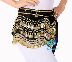 Высокое качество женский музыкального фестиваля пояс индийский танец живота топ бюстгальтер танец живота юбкой в стиле хип-хоп 3 слоя золотой монеты
