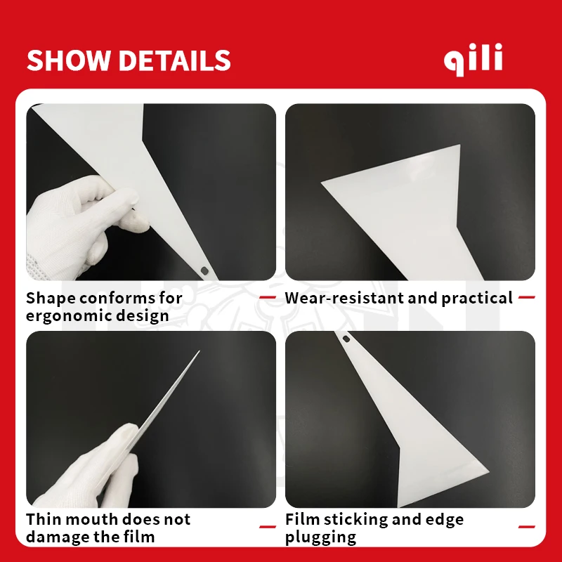 Qili Self Healing Water Scraper High Temperature Resistant Thin Triangle Glass Scraper for Window Made of PPF Material