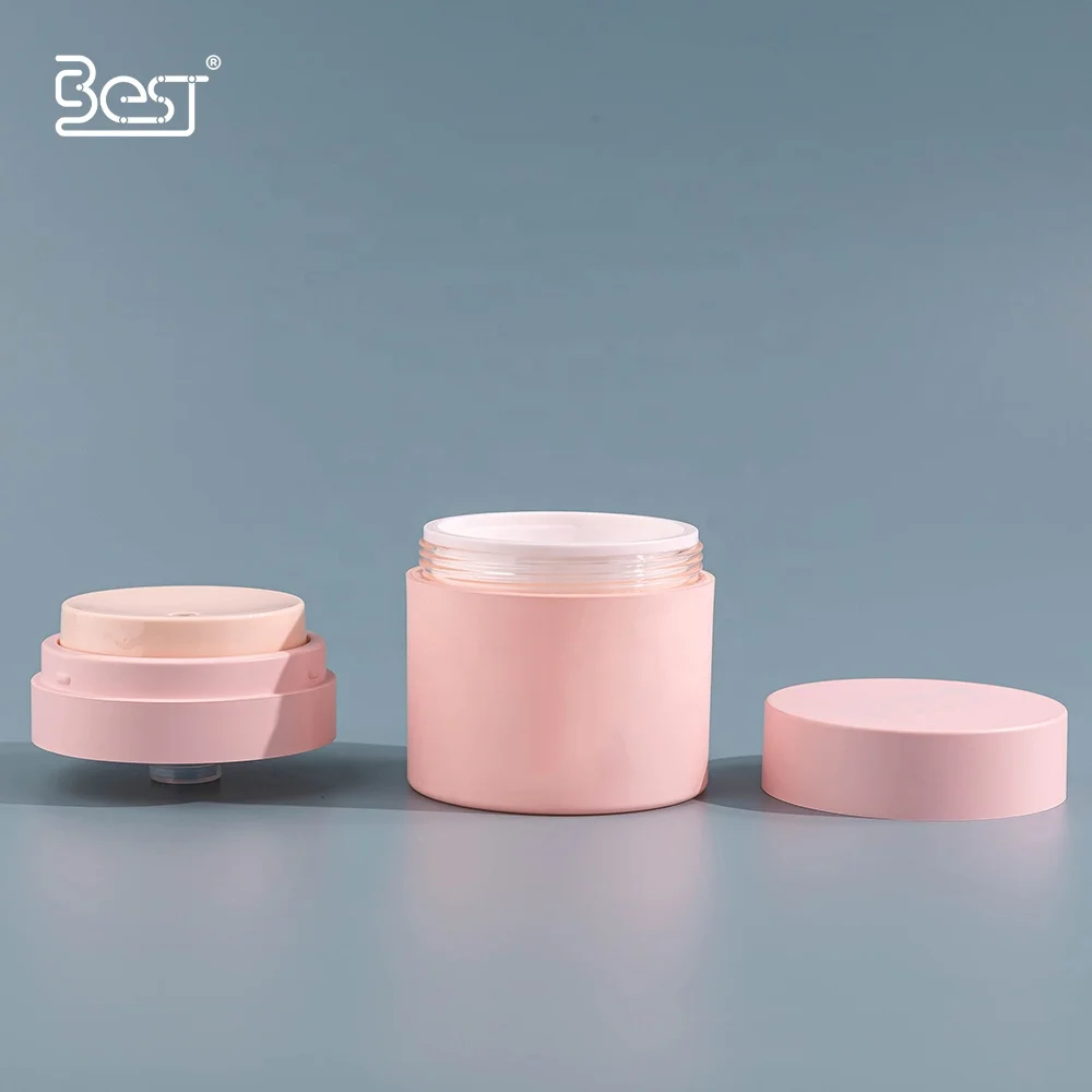 Pink Super Cute New Design Unique Facial Cream 50ml Skincare Body Butter Airless Jar with the Same Color Pump and cap