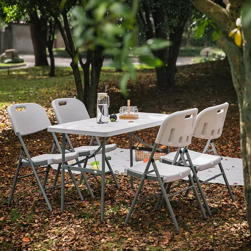 Park table set 1.8m plastic folding table and chairs/garden used camping picnic table chairs/cheap white portable folding table