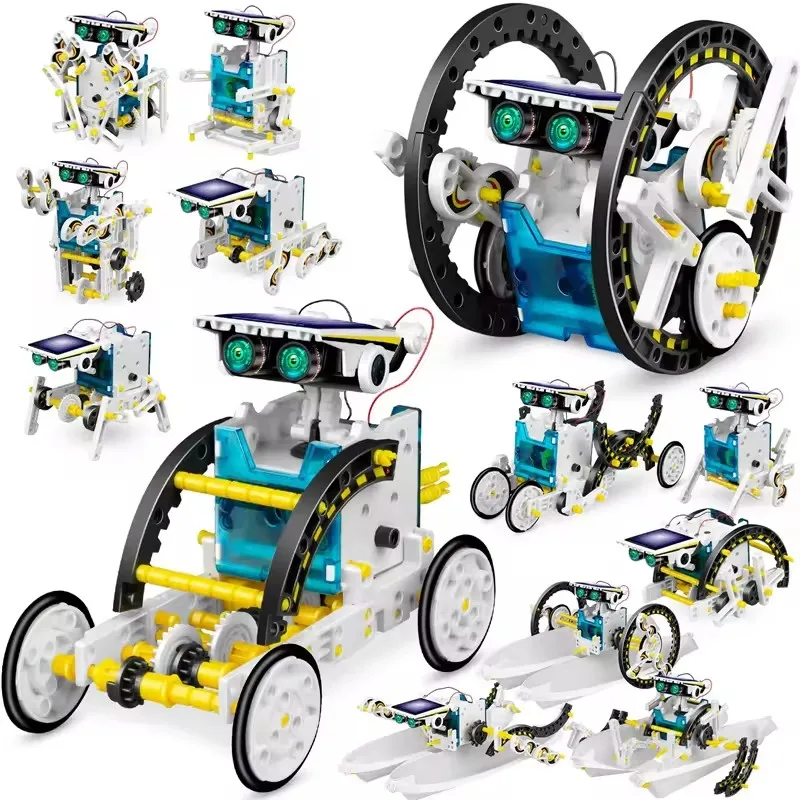 Education Solar Robot Toys 12-in-1 190 Pieces Diy Building Solar Robot Kit Stem Toys Kids Solar Powered Toys
