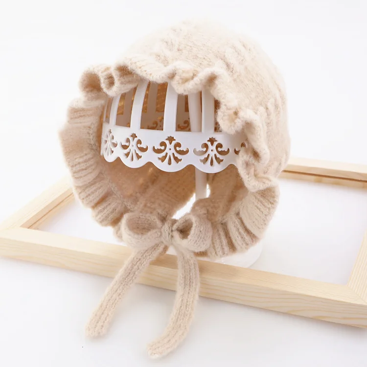 New Autumn and Winter Baby Girl Lace Princess Hat 3 Months to 3 Years Old Children Girls Knitted Hats