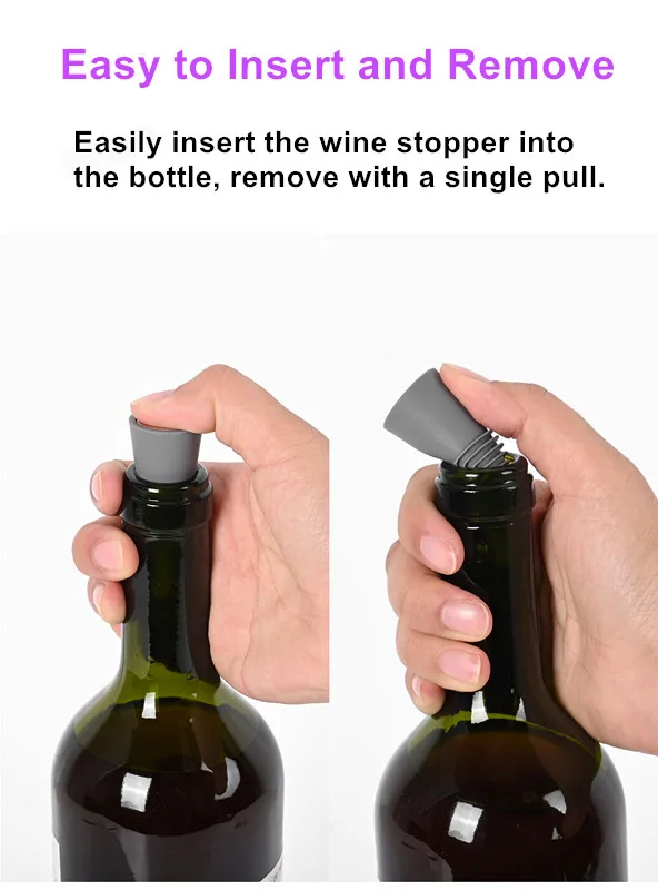 4 Pack Wine Stoppers Beverage Bottle Sealer Silicone Wine Bottle Stoppers Corks with Grip Top for Keeping Wine Champagne Fresh