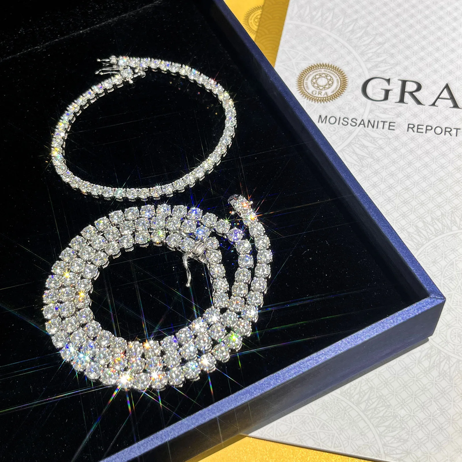 Hot sale 9K10K gold 5mm tennis chain necklace 16 18 20 22 24 inches moissanite setting iced out hiphop tennis chain for men