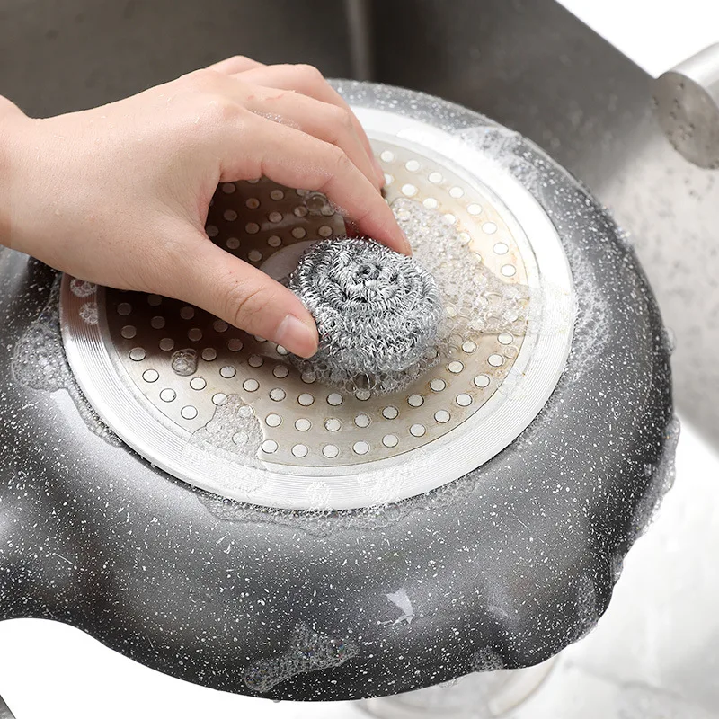 6 pcs Kitchen cleaning supplies Premium Stainless Steel Sponges Scrubbers Cleaning Ball, Especially for Tough Cleaning