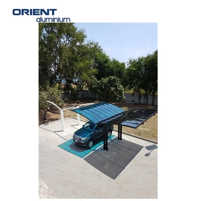 Outdoor waterproof arched roof modern designs aluminium double metal carport frame parts garages canopies carports