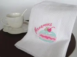 Soft and Durable Cotton Waffle Dinner Napkins Fashion Embroidered Design Comfortable White Guest Towel