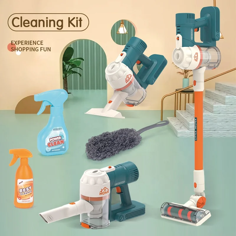 Brand New 3in1 Indoor Cleaning Toy Handheld Wireless Vacuum Cleaner Toy Household Cleaning Tools For Kids With Light & Music