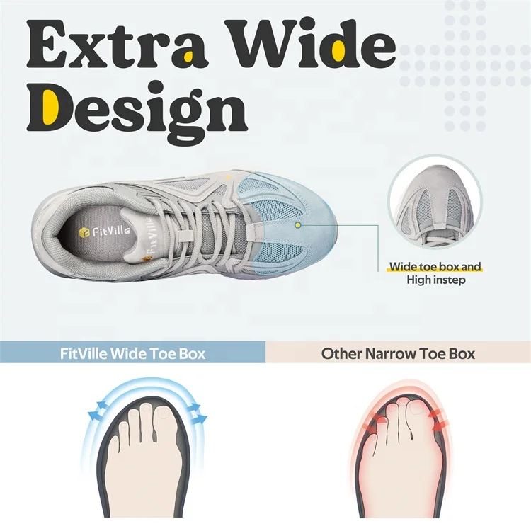 Popular Design Women Wide Sport Shoes Orthopaedic Sneakers Comfortable Walking Shoes For Women With Arch Support